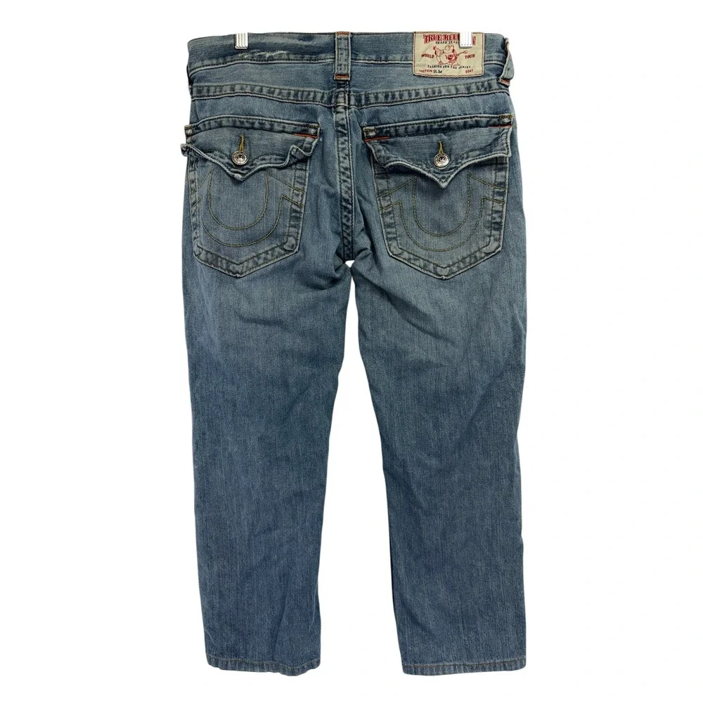 True Religion Slim Flap Old Distressed Jeans Mens Sz 31 31x27 (EE25)